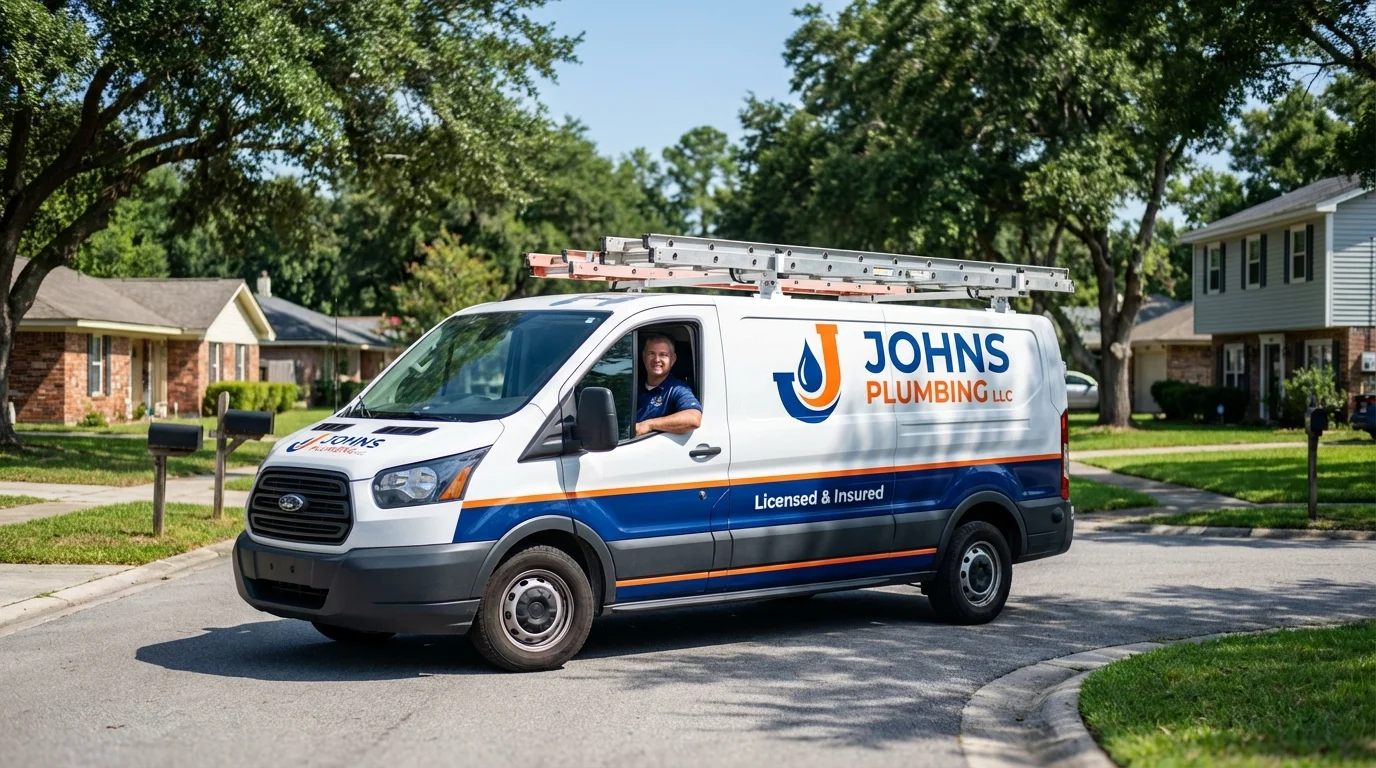 Johns Plumbing LLC service van in Franklin, PA
