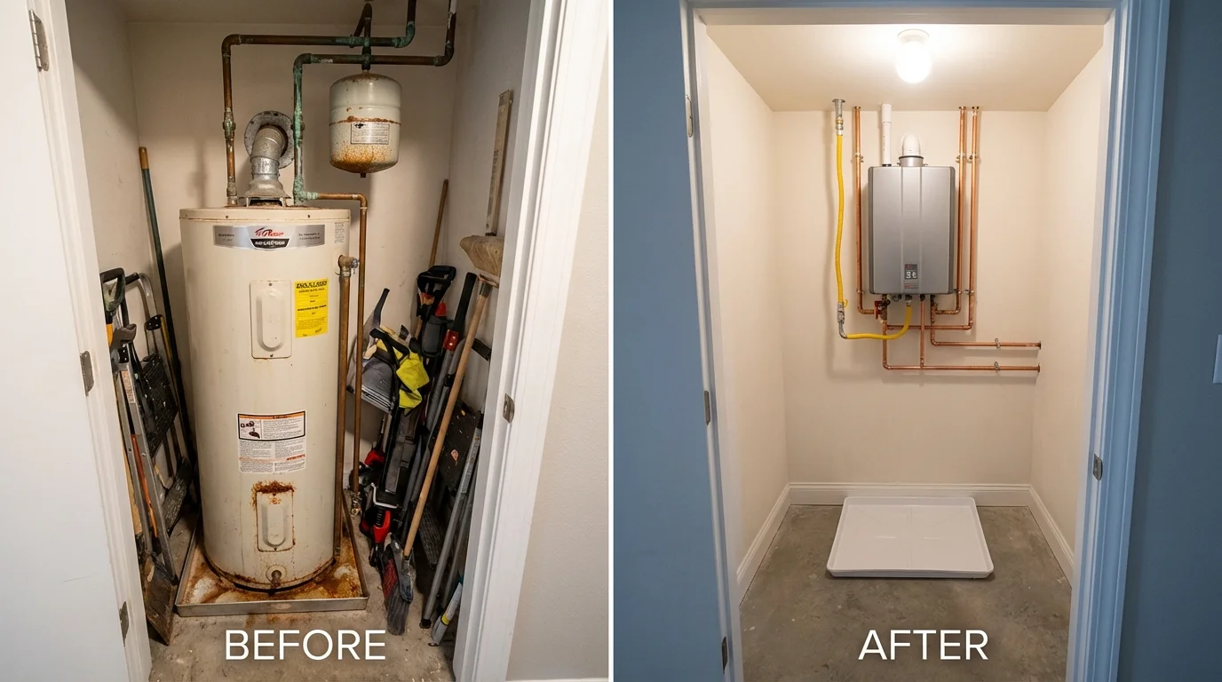 Tank water heater versus wall-mounted tankless unit comparison for Franklin, PA homeowners